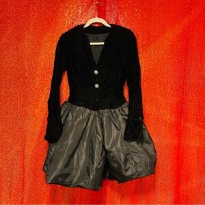 VINTAGE 1990s CUSTOM VELVET TUTU SKIRT FORMAL MINI HOLIDAY DRESS SIZE 2 GOTHIC